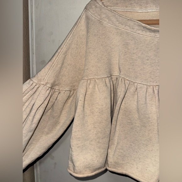 Free People Cream Ruffle Sweatshirt - Picture 4 of 10